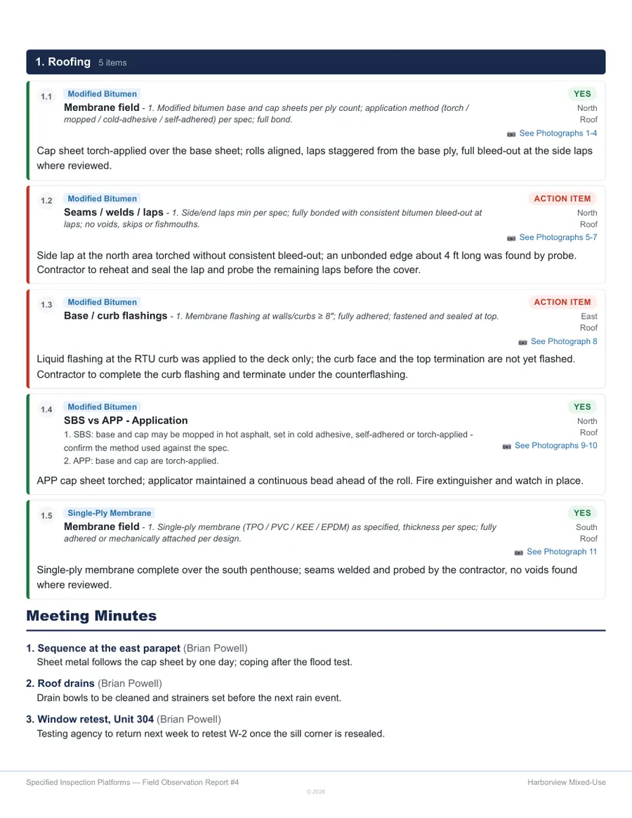 Page 2 of the Harborview Mixed-Use field observation report